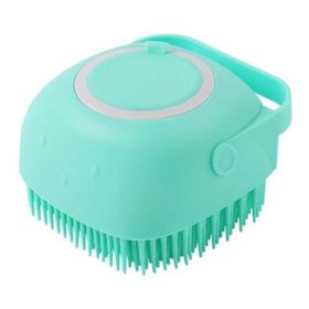 Silicone Dog Bath Massage Gloves Brush Pet Cat Bathroom Cleaning Tool Comb Brush For Dog Can Pour Shampoo Dog Grooming Supplies (Option: Green-square)